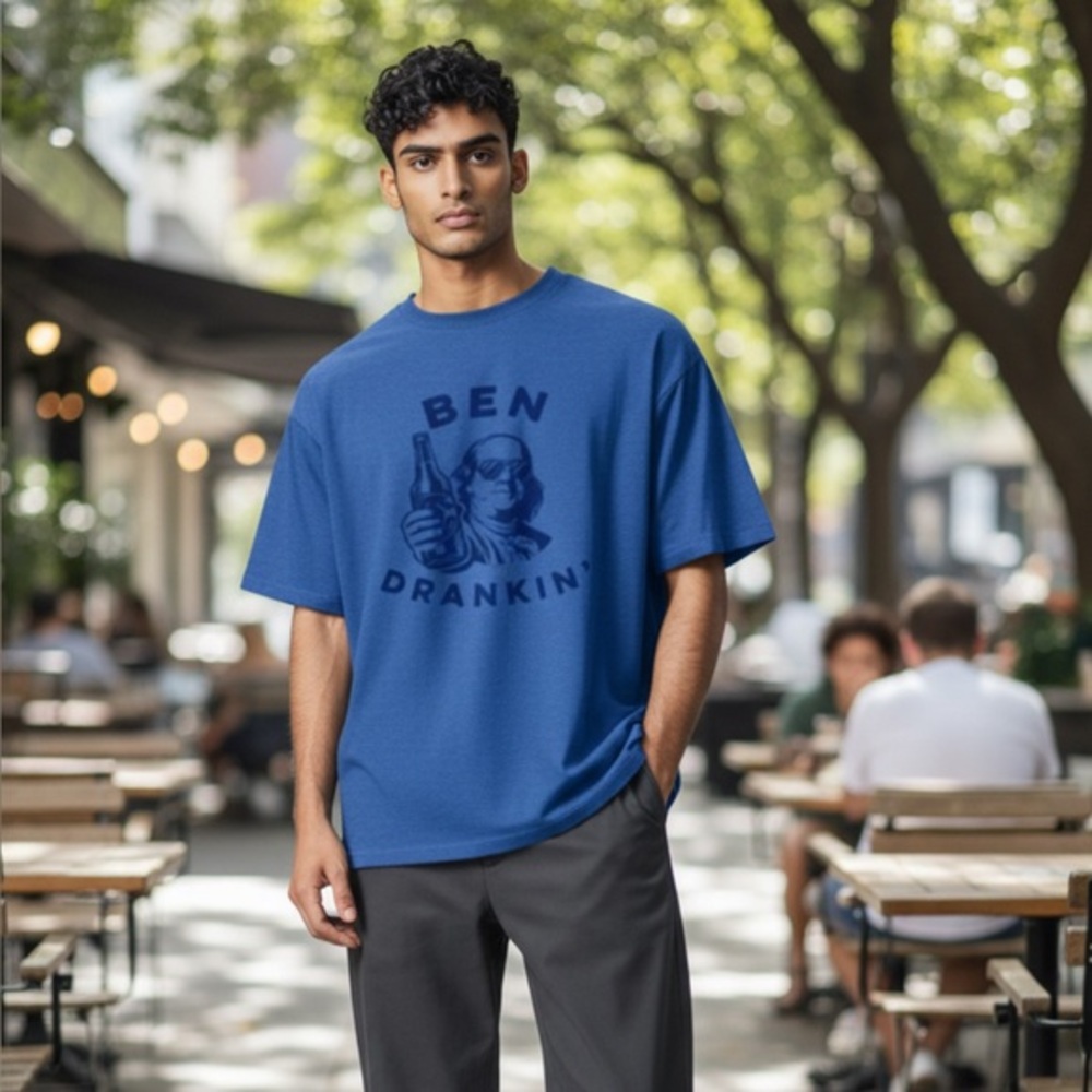 Tultex Blue 'Ben Drankin'' Graphic Tee